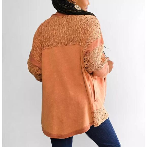 Gimmicks Buckle Lace Full Zip Cardigan Sweatshirt Mineral Wash Orange Size S - Picture 4 of 10